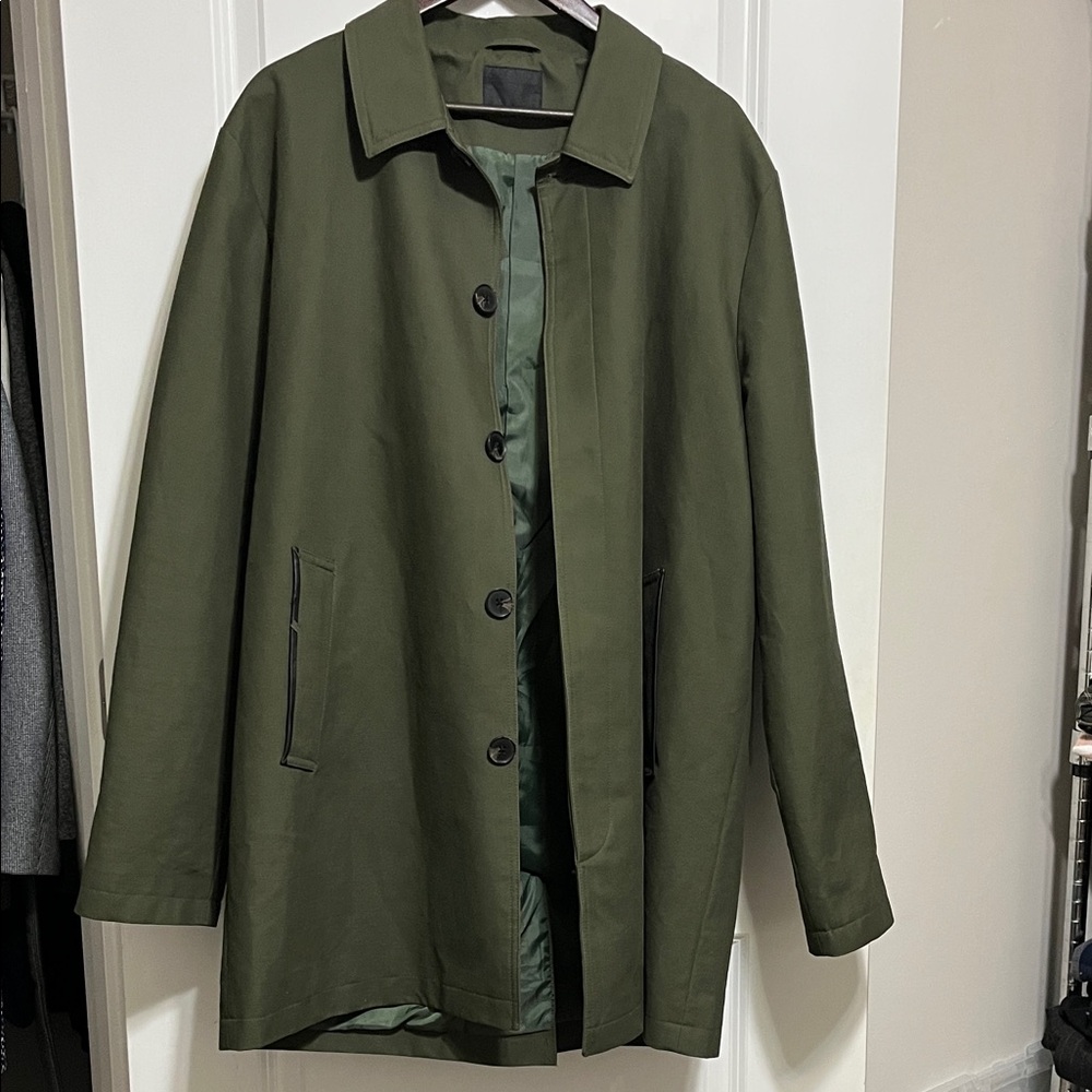 ASOS Harry Brown mac coat in olive green XXXL
